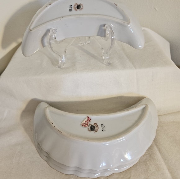 4 Lefton China Half Moon, Salad Pink Floral Handpainted Dishes #793R - Picture 3 of 4